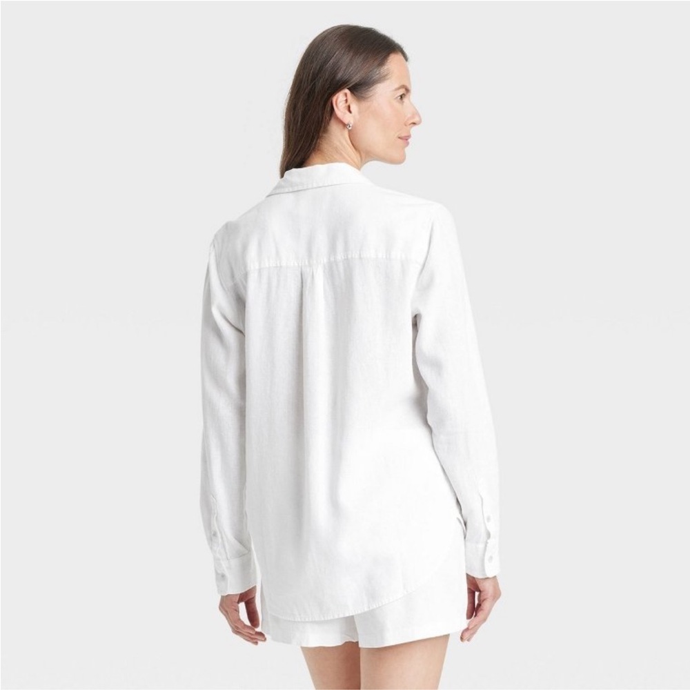 Long Sleeve Collared Linen Button-Down Shirt - Universal Thread™
White 🆕 - Picture 2 of 6